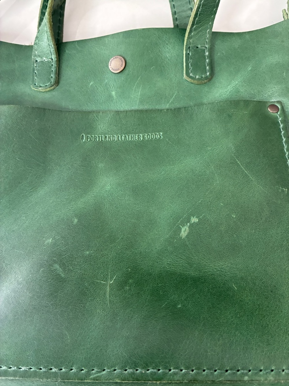 Portland Leather Green Leather Crossbody Tote with Front Slip Pocket - Picture 2 of 10